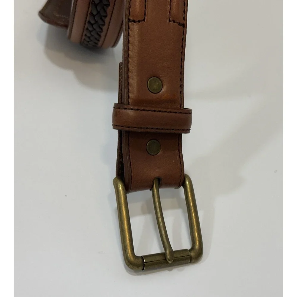 Nocona Mens 44 Brown Genuine Leather Western Cowboy Belt Solid Brass Buckle
